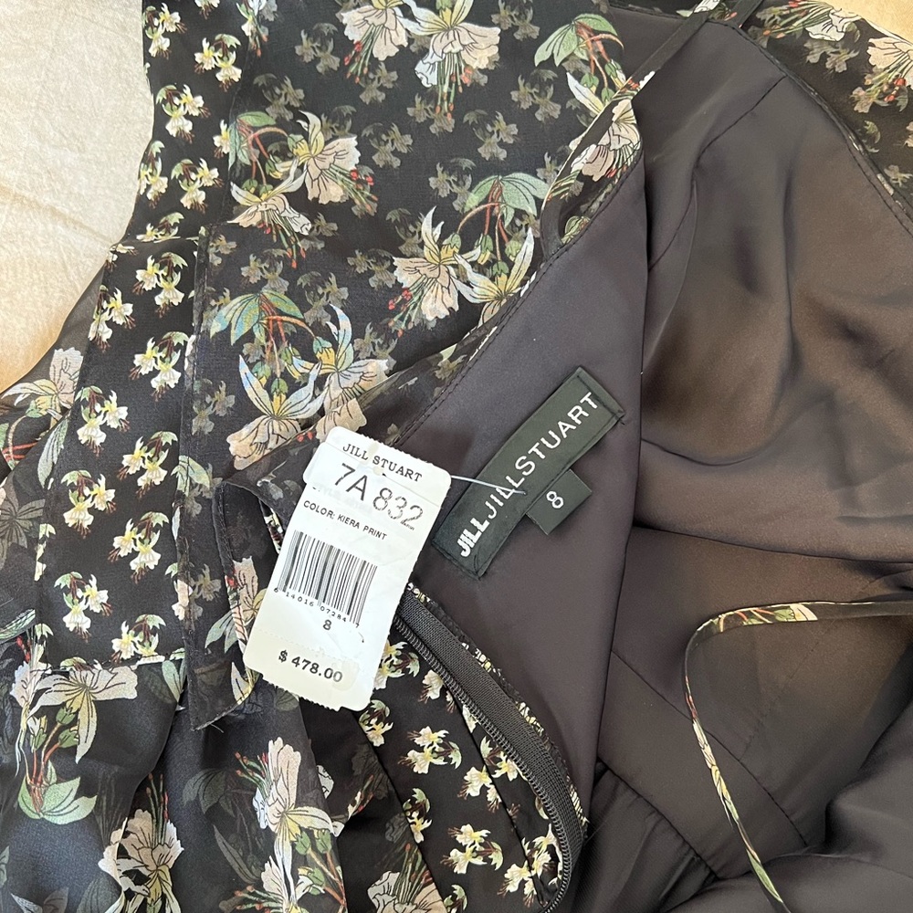 NWT Jill Stuart Kiera floral ruffle tiered gown maxi dress black formal boho - Picture 12 of 12